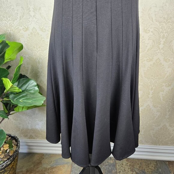 Calvin Klein Size 10 Black Fit and Flare Seamed Dress Sleeveless Hidden Back Zip - Picture 8 of 14